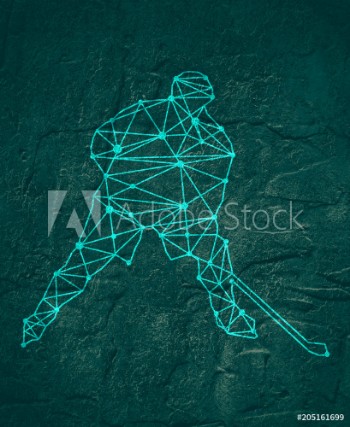 Picture of Professional hockey player Cutout silhouette textured by lines and dots pattern